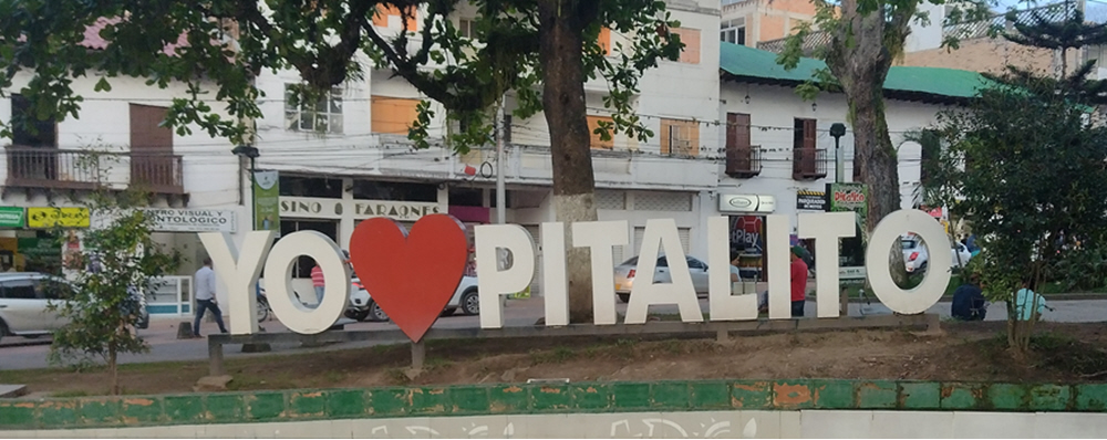 Picture of the I Love Pitalito sign in the main plaza.