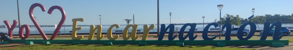 Encarnación sign along the waterfront, costañera, across from the Super Seis supermarket.