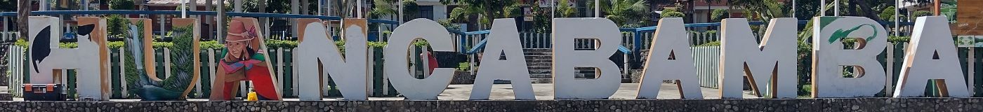 Huancabamba sign in the town plaza, today it is being repainted, when the artist is finished it will look very nice.