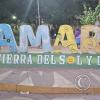 City name sign in the Plaza Principal