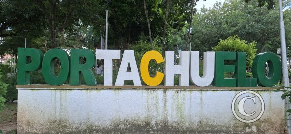 City name sign in the main plaza