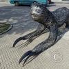 Sloth sculpture in the median of Av Monsenor Rivero near Calle Santa Fe