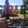 City name letters at Plaza Simon Bolivar at Carrera 11 and Calle 18
