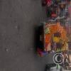 Pickup truck more than loaded with a lot of fruit