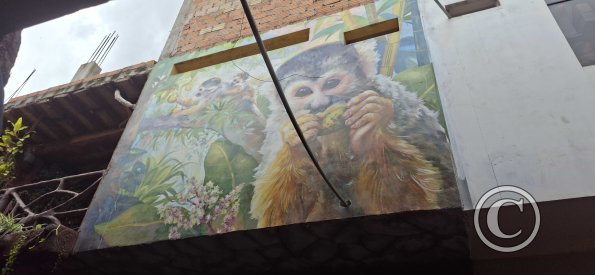 Mural in a restaurant at Puerto Tahuishco