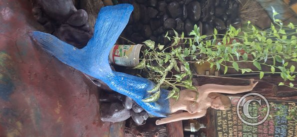 Restaurant mermaid statue at Puerto Tahuishco